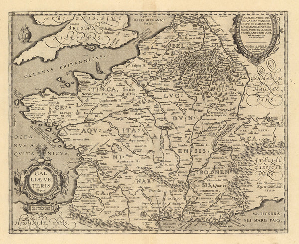 フランスアンティーク　MAP Vintage Map of France, 17th Century, Fine Art Reproduction