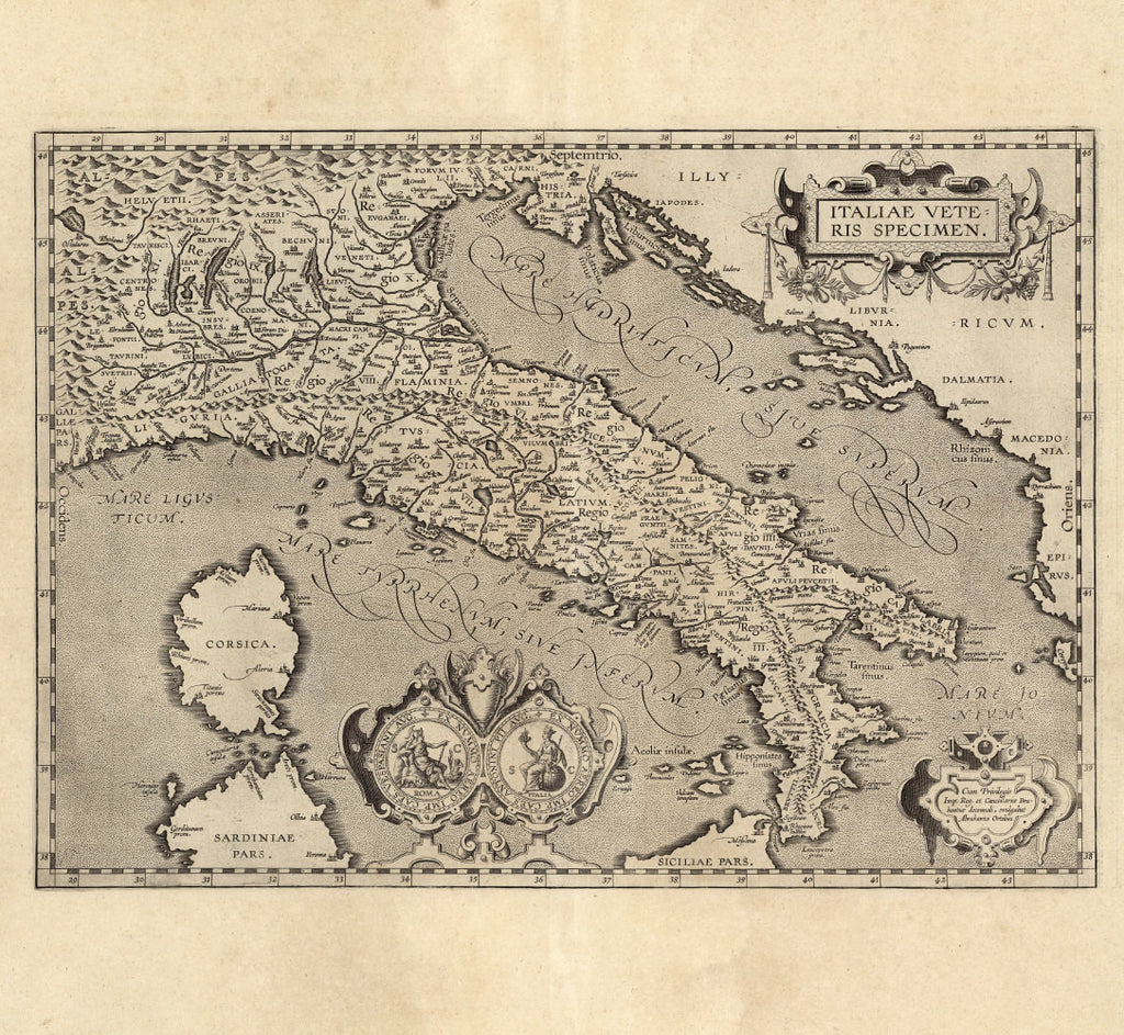 historical map of Italy 17th century