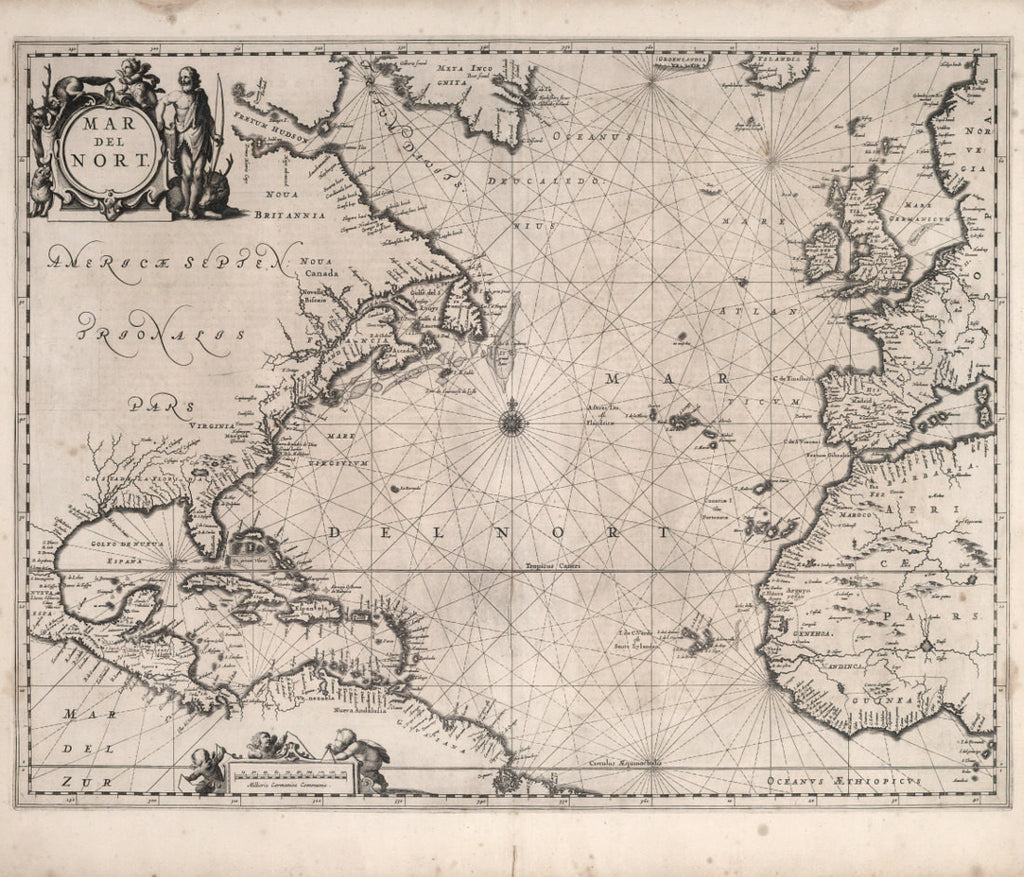 nautical chart 17th century Atlantic Ocean Europe North America Africa Brazil