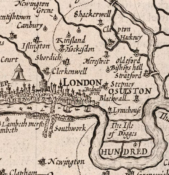 Antique Map of London, England, 17th Century, Fine Art