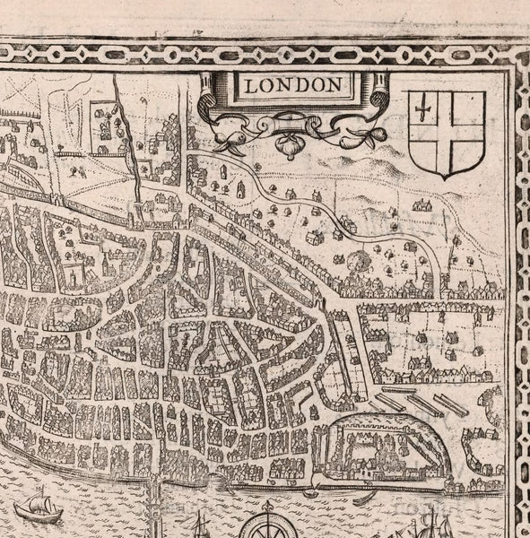 Antique Map of London, England, 17th Century, Fine Art