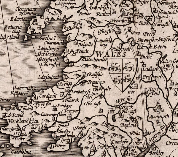 Historical Map of Anglo-Saxon Britain, 17th Century, Fine Art