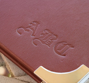 personalized tooled initials sketchbook detail