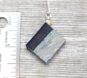 Navy Blue Miniature Book Necklace