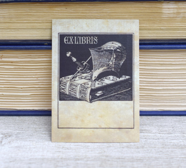 Ex Libris Book Plates with Medieval Helm and Sword: Set of 24 Self-Adh – ArteOfTheBooke