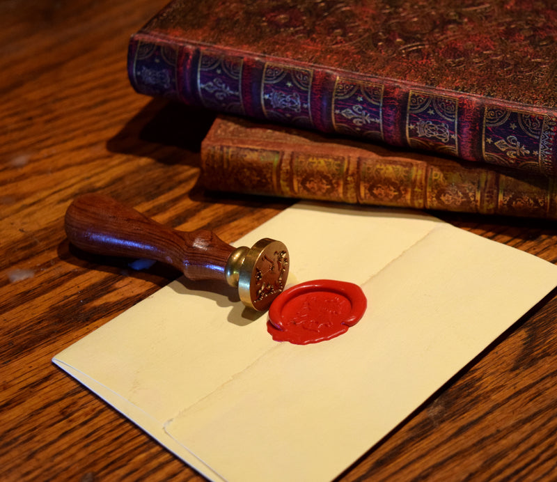 Red wax seal on envelope