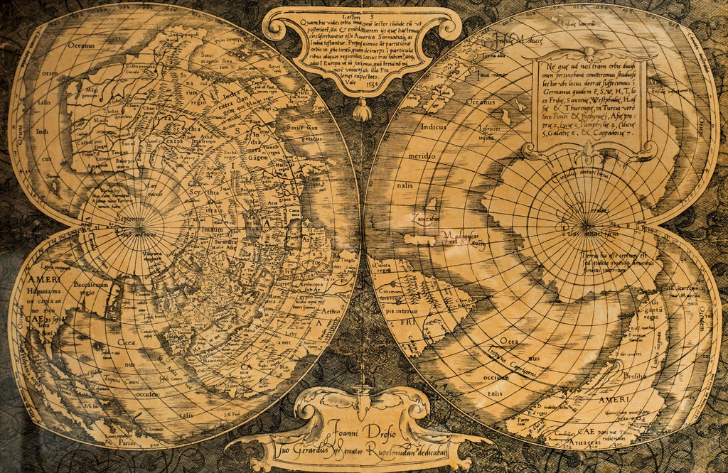 World Map, 16th Century Cordiform Map, Fine Art Reproduction MP118
