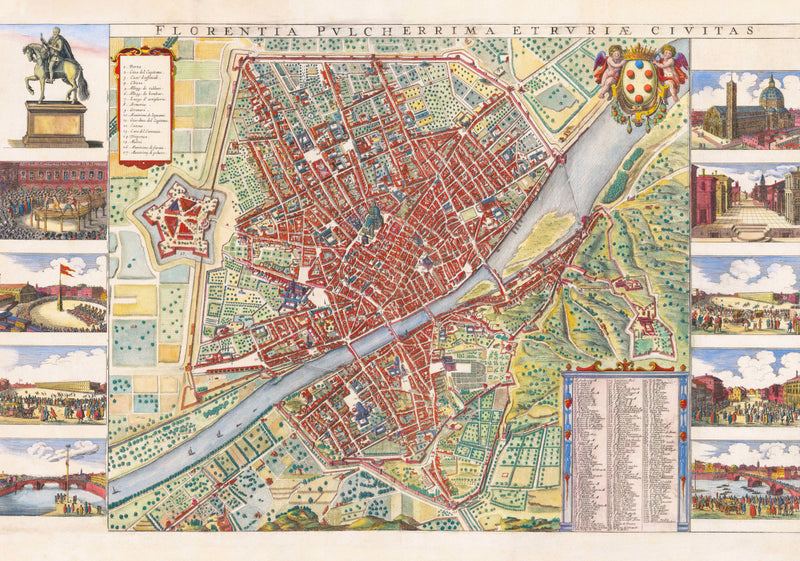 Florence, Italy, 17th Century City Map, Fine Art Reproduction MP104