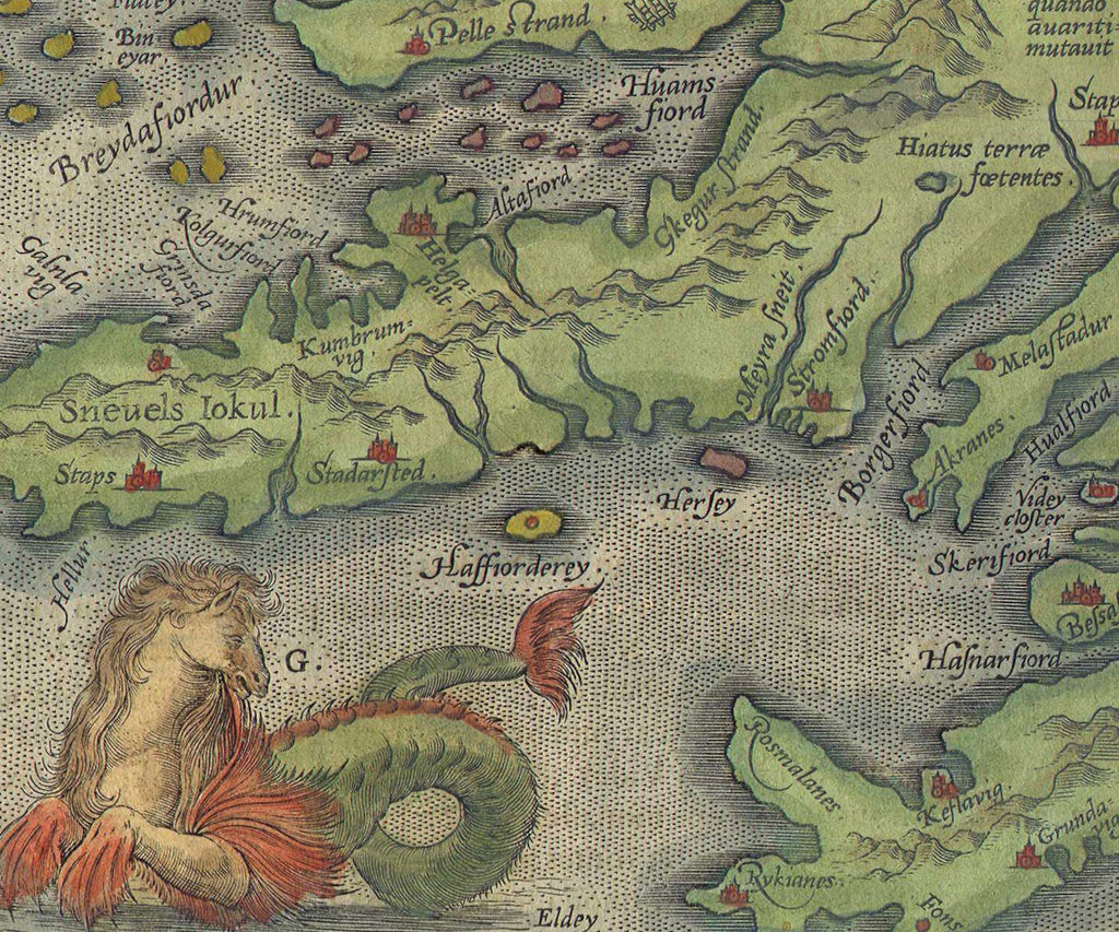 Iceland Map, 16th Century City Map, Fine Art Reproduction MP105