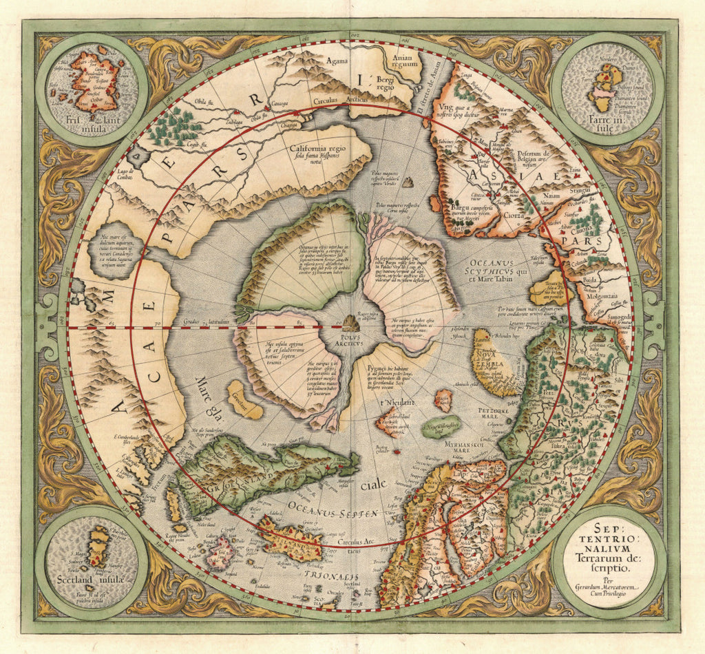 North Pole Map, 17th Century City Map, Fine Art Reproduction MP106