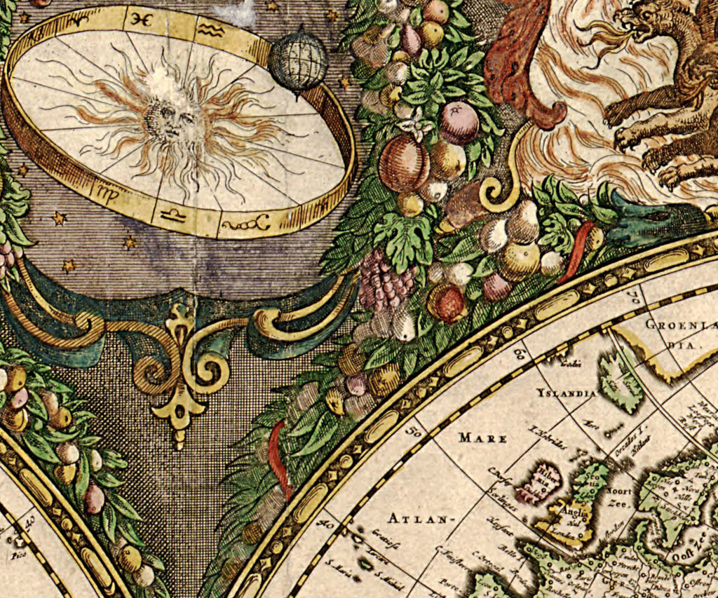 World Map, 17th Century Map, Fine Art Reproduction MP116