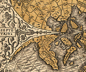 World Map, 16th Century Cordiform Map, Fine Art Reproduction MP117
