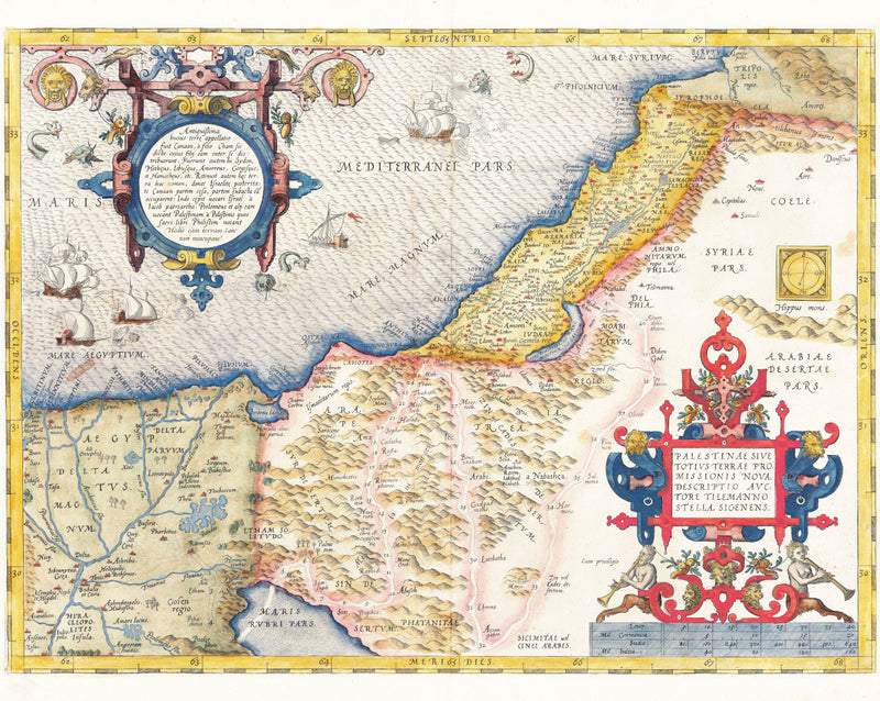 Palestine, 16th Century Map, Fine Art Reproduction MP109