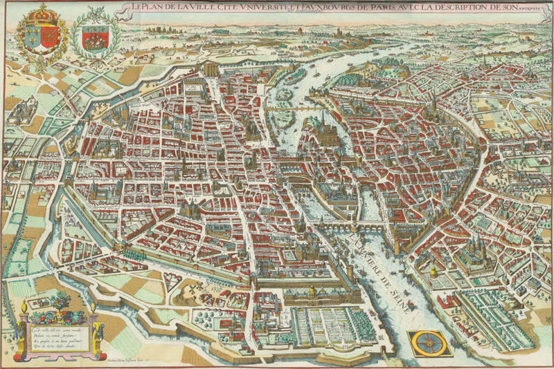 Paris, France, 17th Century City Map, Fine Art Reproduction MP121