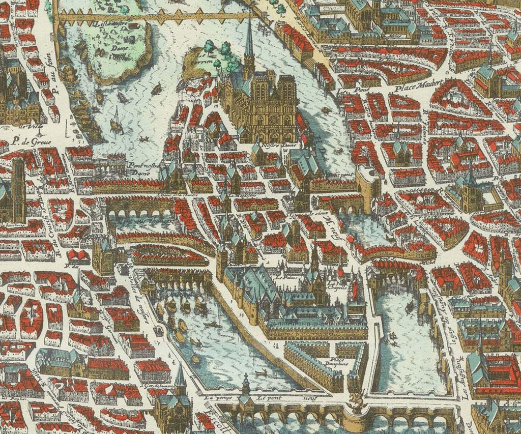 Paris, France, 17th Century City Map, Fine Art Reproduction MP121