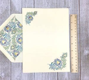 Stationery Sheet Set of 10, Kartos Peacock