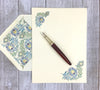 Stationery Sheet Set of 10, Kartos Peacock
