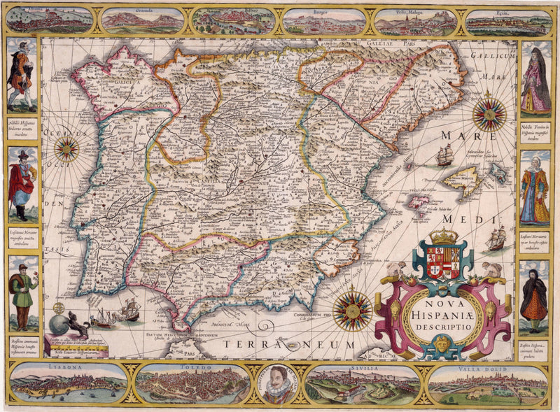 Spain, 17th Century Map, Fine Art Reproduction MP124