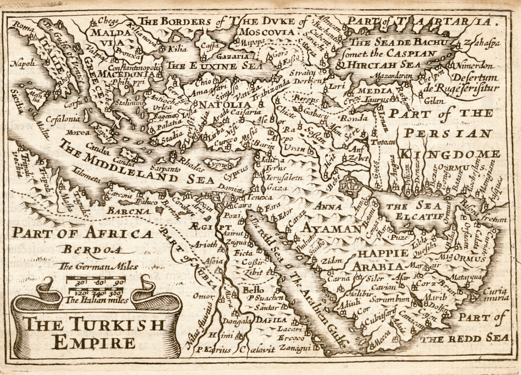 Turkish Empire Map, 17th Century City Map, Fine Art Reproduction MP107