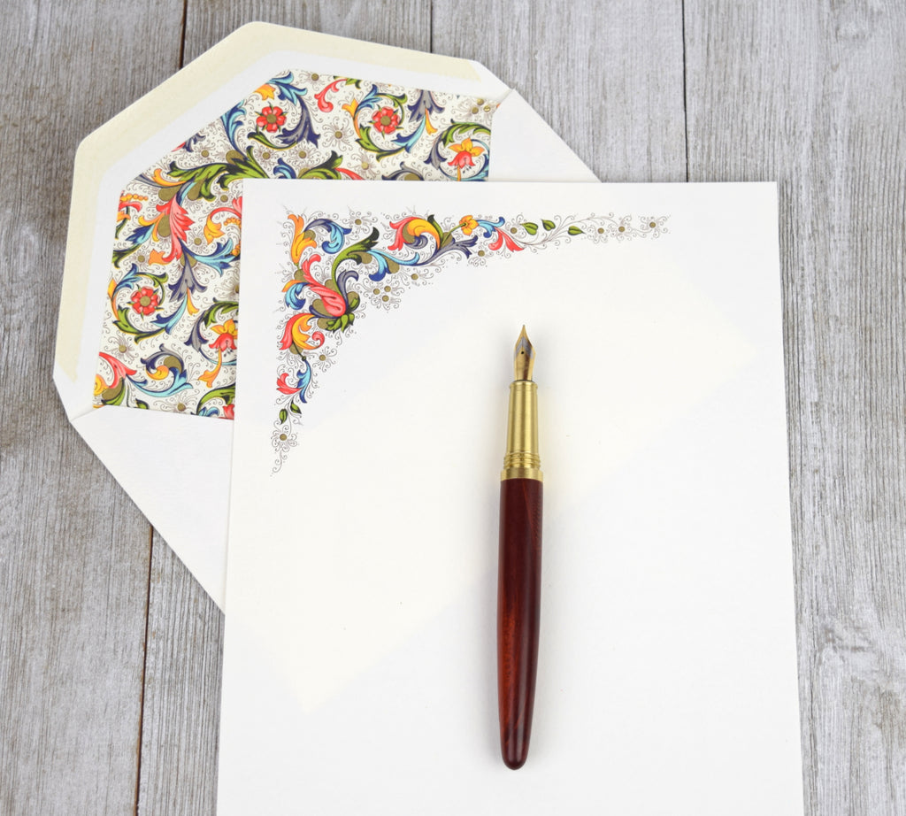 Stationery Sheet Set of 10, Acanthus Rossi