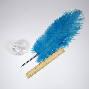 Custom Ostrich Feather Ballpoint Pen with Glass Stand