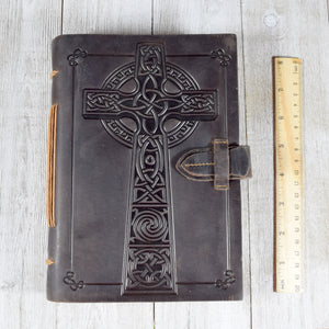 Brown Leather Journal with Celtic Cross Design