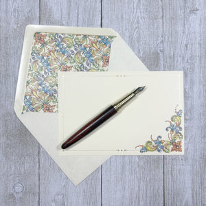 Red Medieval Flower Note Card and Envelope Set of 10, Kartos Flores Cards