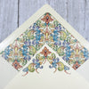 Red Medieval Flower Note Card and Envelope Set of 10, Kartos Flores Cards