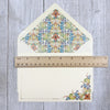Red Medieval Flower Note Card and Envelope Set of 10, Kartos Flores Cards
