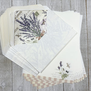 Stationery Sheet Set of 10, Kartos Lavender Floral