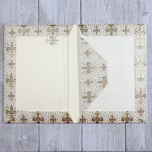 Gold Fleur de Lis Note Card and Envelope Set of 10, Kartos Lilium Cards