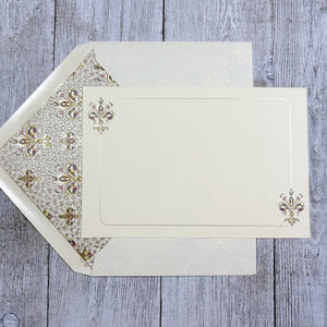 Gold Fleur de Lis Note Card and Envelope Set of 10, Kartos Lilium Cards