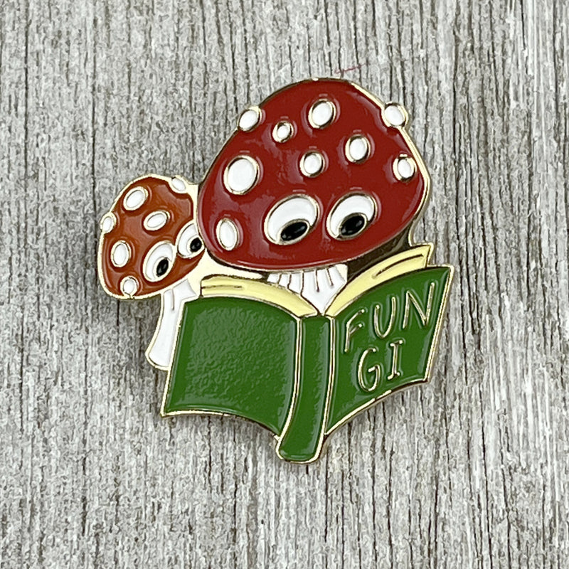 Reading Mushrooms Enamel Pin