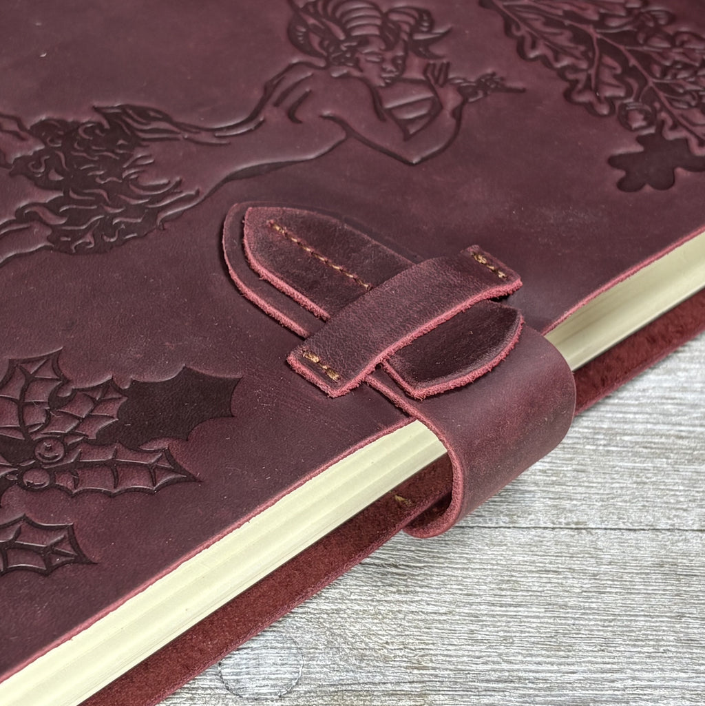 Oak and Holly Leather Journal with Forest Design