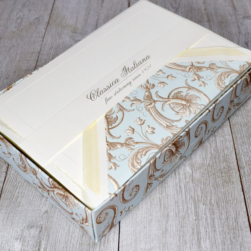 Stationery Blank Notecard Set of 10, Rossi Pale Blue Cards