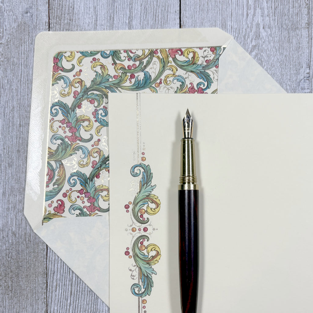 Stationery Sheet Set of 10, Green and Gold, Kartos Signoria Sheet Portfolio