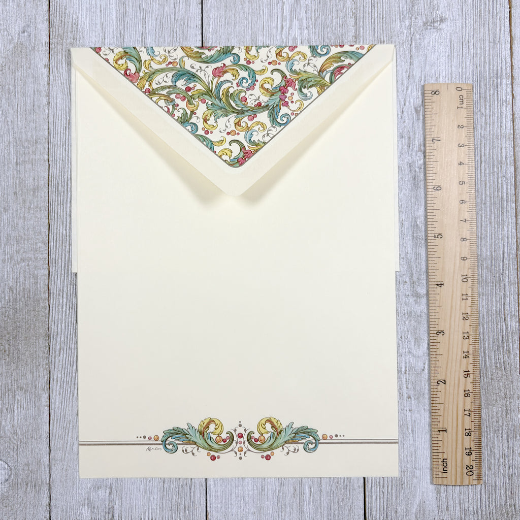 Stationery Sheet Set of 10, Green and Gold, Kartos Signoria Sheet Portfolio
