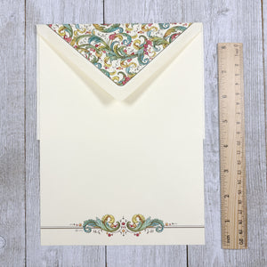Stationery Sheet Set of 10, Green and Gold, Kartos Signoria Sheet Portfolio