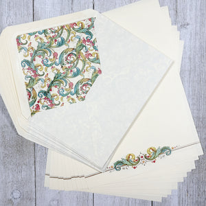 Stationery Sheet Set of 10, Green and Gold, Kartos Signoria Sheet Portfolio