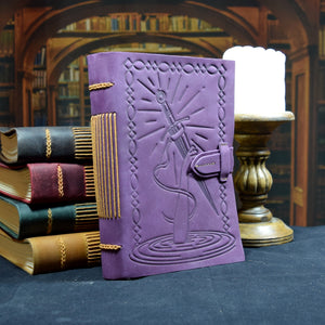 Purple Leather Journal with Excalibur Sword Design