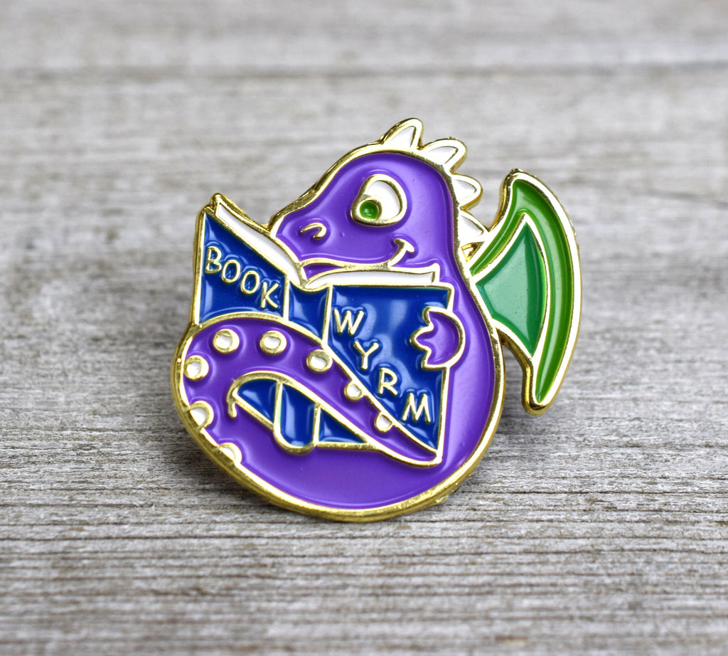 Book Wyrm Enamel Pin