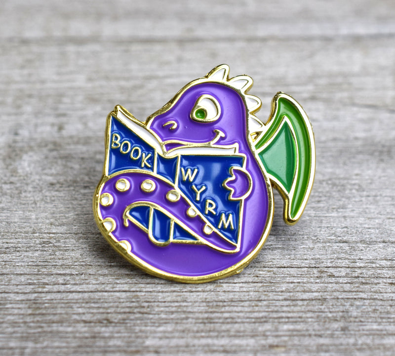 Book Wyrm Enamel Pin