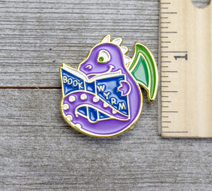 Book Wyrm Enamel Pin