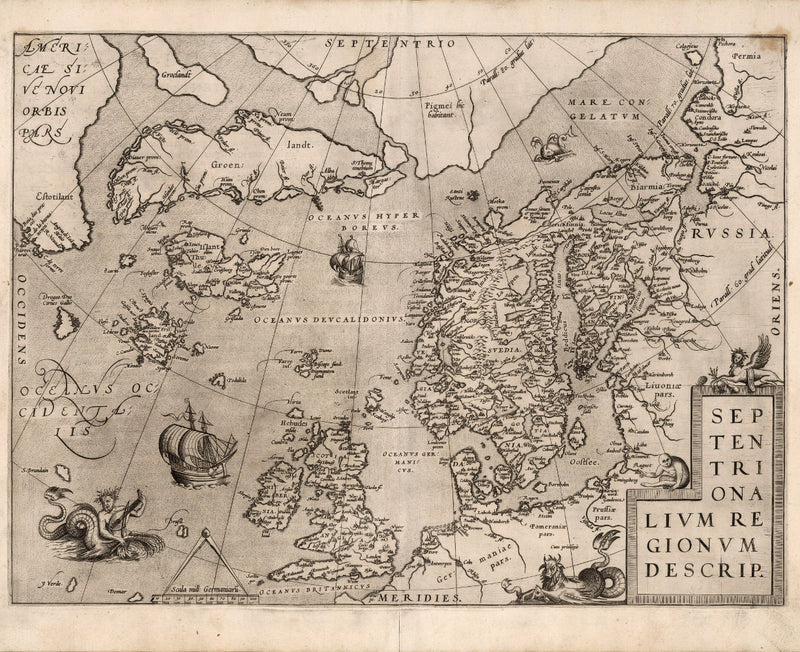 historical map Scandinavia and British Isles 16th century