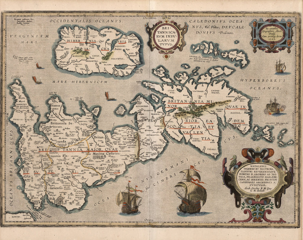historical map British isles color 17th century
