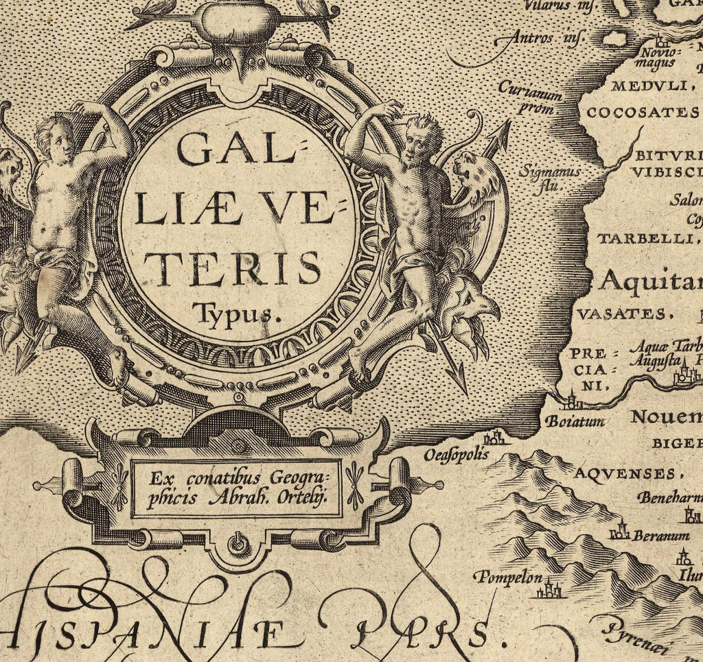 Renaissance France map detail with Latin and place names