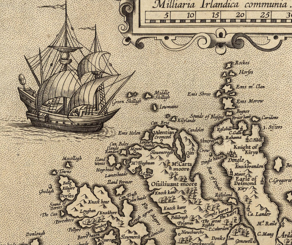 historical map detail ship and coast