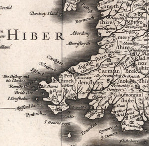 detail of Welsh coastline with place names