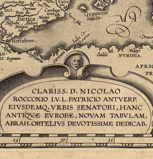 map detail Mediterranean strait of Gibraltar and inscription