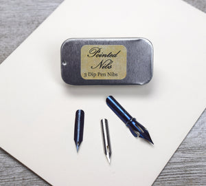 Pointed Calligraphy Nibs, Set of 3, for Dip Pens